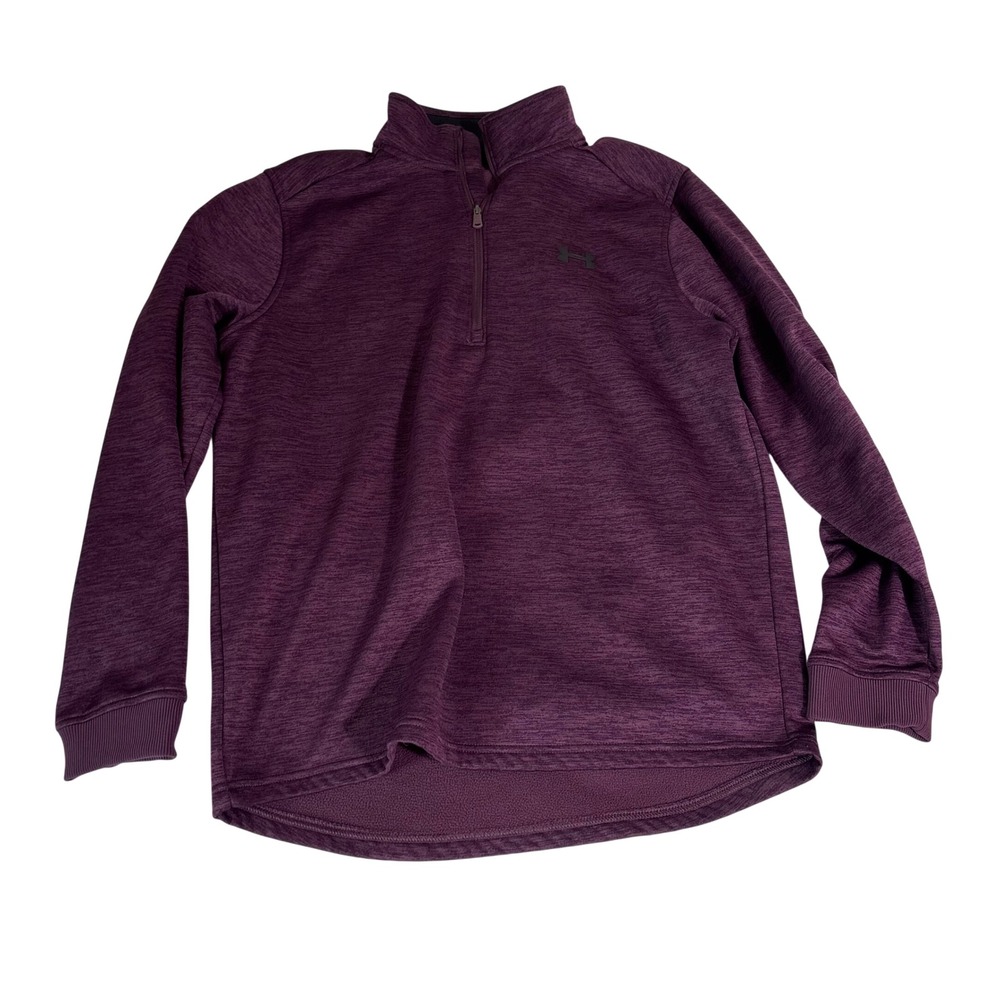 Under Armour Mens ColdGear Quarter Zip Pullover Purple Heathered Fleece Medium
